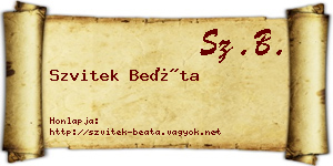 Szvitek Beáta névjegykártya